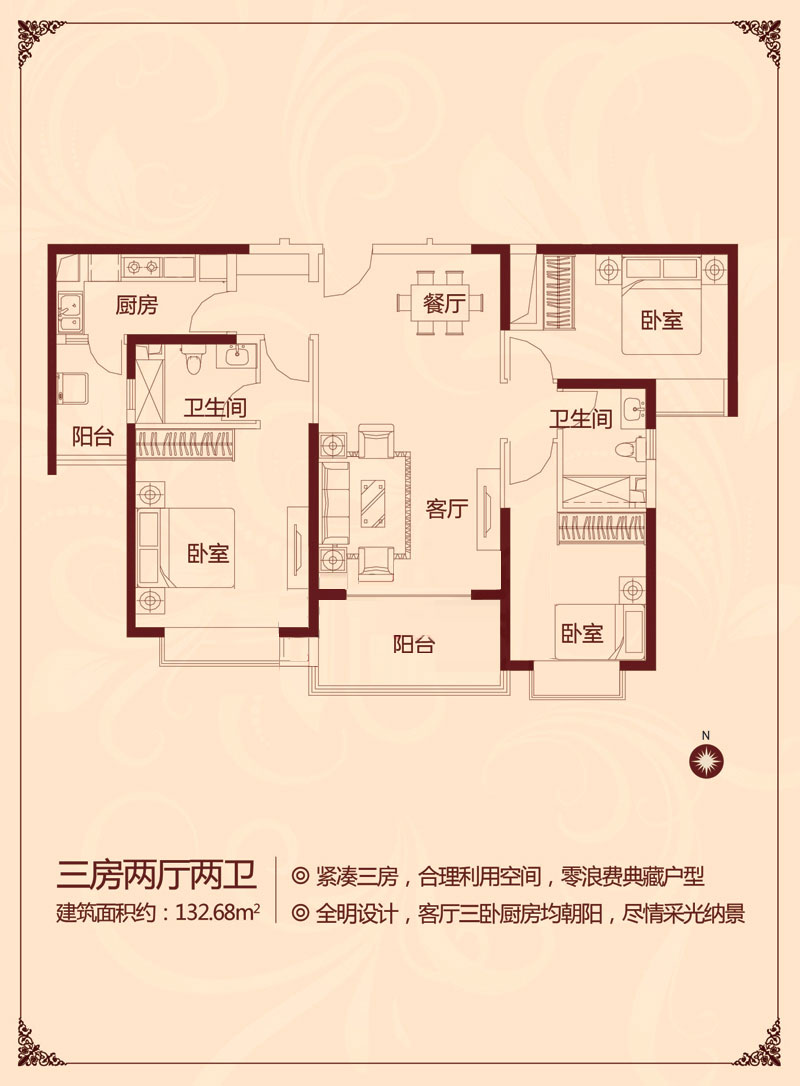 132.68㎡ 3室2廳